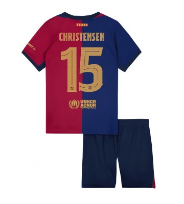 Barcelona Andreas Christensen #15 Primera Equipación Niños 2024-25 Manga Corta (+ Pantalones cortos)